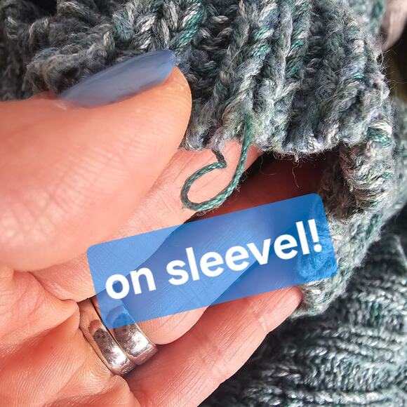 Peruvian Connection SzSm Green n White freckles mixed Cotton Sweater pullon top - Picture 13 of 13